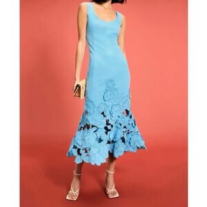 Leo Lin Emily Appliqué blue Midi Dress Size 6